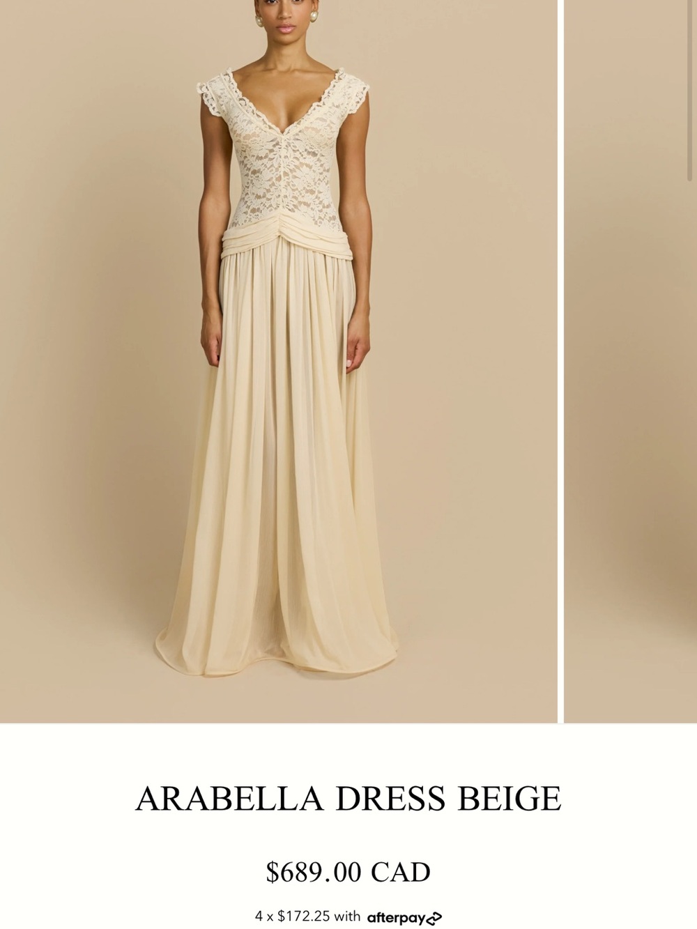 Arabella Beige Lace & Chiffon Maxi Dress
